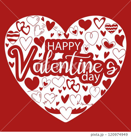 Romantic Valentine's Day card with text and red hearts Romantic Valentine's Day card with text and red hearts 120974949