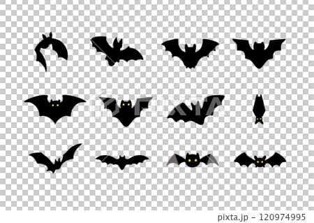 Simple black bat silhouette. Vector illustration material set 120974995