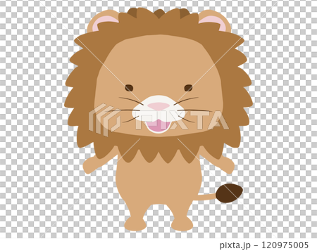 微笑的雄獅角色站立 微笑的雄獅角色站立 120975005