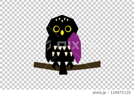 Illustration material of an owl perched on a tree branch 120975120