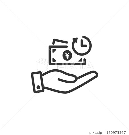 タイパ・コスパの手のひらベクターアイコン(線画・白黒) タイパ・コスパの手のひらベクターアイコン(線画・白黒) 120975367