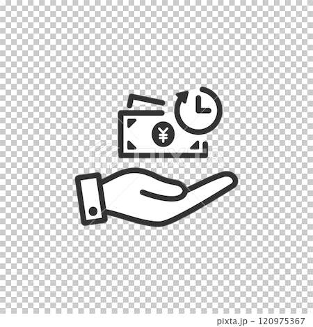 タイパ・コスパの手のひらベクターアイコン(線画・白黒) タイパ・コスパの手のひらベクターアイコン(線画・白黒) 120975367