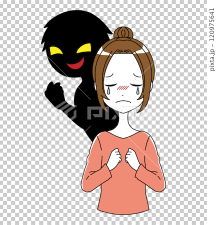 黑色剪影小人與哭泣的女人素材 120975641
