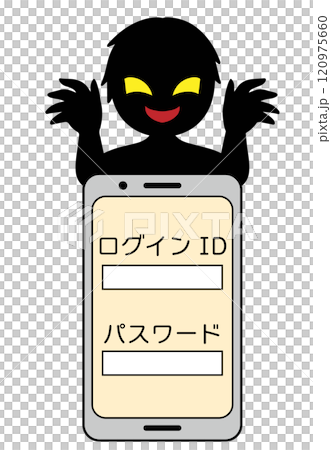 Phishing scam image of smartphone and villain Phishing scam image of smartphone and villain 120975660