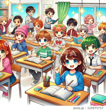 塾に通う子供達 120975737