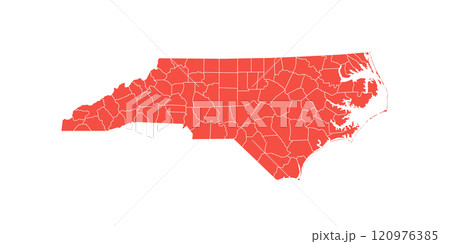 North Carolina administrative map. counties map of North Carolina with color, blank Map, empty map of North Carolina 120976385