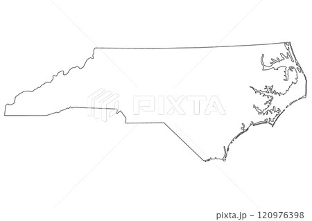 High detailed illustration map - outline North Carolina State Map 120976398