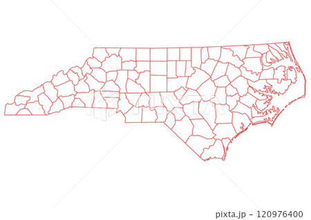 High detailed illustration map - outline North Carolina State Map 120976400