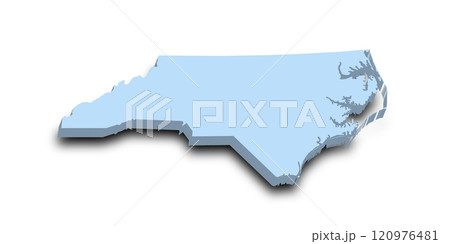 3d Map of North Carolina state with color. United State of America, US, United State 120976481