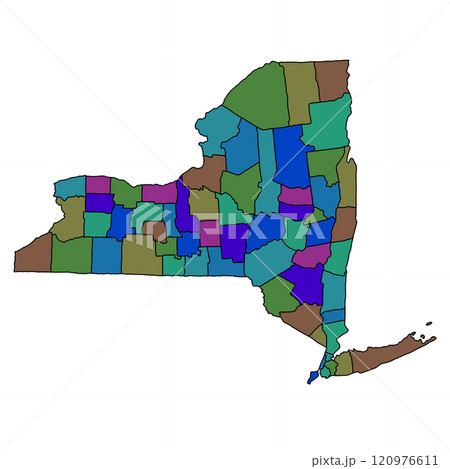 colourful map of New York State. New York Counties map, Newyork blank map for design ,copy space colourful map of New York State. New York Counties map, Newyork blank map for design ,copy space 120976611