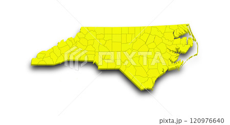 3d Map of North Carolina state with counties and color. United State of America, US, United State 120976640