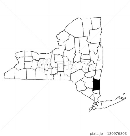Map of Dutchess County in New York state on white background. single County map highlighted by black colour on New york map . 120976808