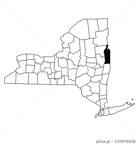 Map of Washington County in New York state on white background. single County map highlighted by black colour on New york map . 120976826