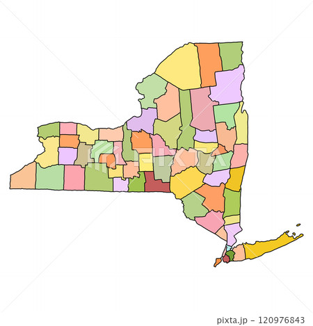 colourful new york counties map. New York - Highly detailed editable political map. blank County map 120976843