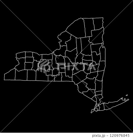 High detailed illustration map with counties, regions, states - New York High detailed illustration map with counties, regions, states - New York 120976845