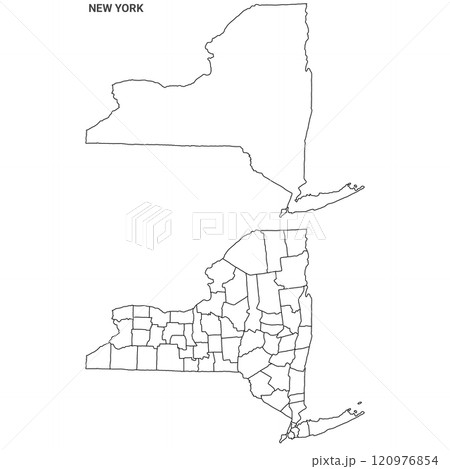 Two new york map outline. State of New York map, USA. High detailed and multiple maps of New York map, empty map. 120976854