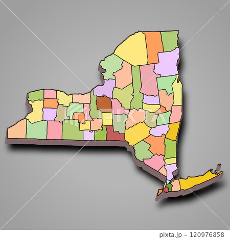 3d rendering coloured map of New York is a state of United States. State of New York map, USA. High detailed and multiple maps of New York map, empty map. 120976858