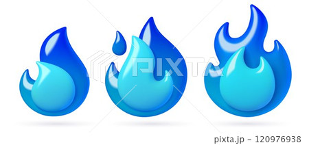 Blue burning flames 3d icons collection 120976938