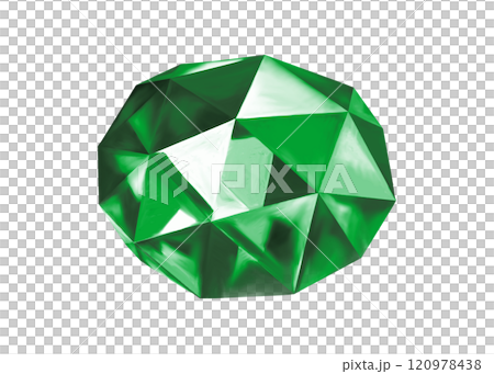 宝石のイラスト、ローズカットのエメラルド、エメラルドのイラスト 120978438