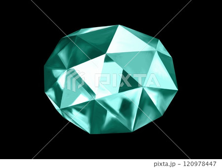宝石のイラスト、ローズカットの宝石のイラスト、グリーンブルーアパタイトのイラスト 120978447