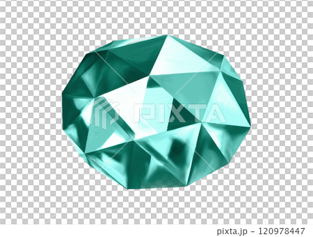 宝石のイラスト、ローズカットの宝石のイラスト、グリーンブルーアパタイトのイラスト 120978447