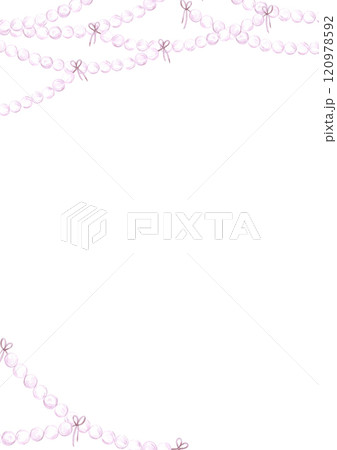Christmas garlands frame border. Hand drawn watercolor illustration of string of beads isolated on white background. Can be used for postcard, invitation, scrapbook and other printed products. Christmas garlands frame border. Hand drawn watercolor illustration of string of beads isolated on white background. Can be used for postcard, invitation, scrapbook and other printed products. 120978592