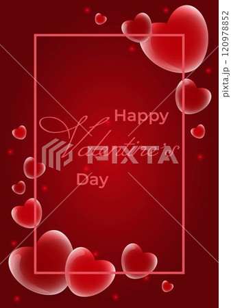 Valentines Day burgundy Postcard with hearts Valentines Day burgundy Postcard with hearts 120978852