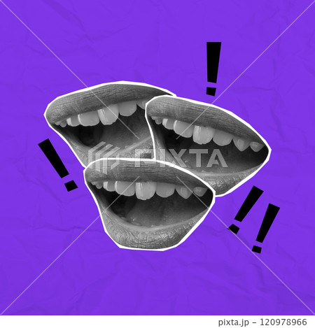 A human mouth speaking something on a colored background 120978966