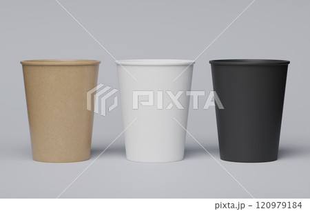 three paper cups on the floor 3D render mock up image three paper cups on the floor 3D render mock up image 120979184