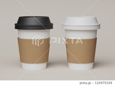 coffee cup with sleeve 3D render mock up image coffee cup with sleeve 3D render mock up image 120979189