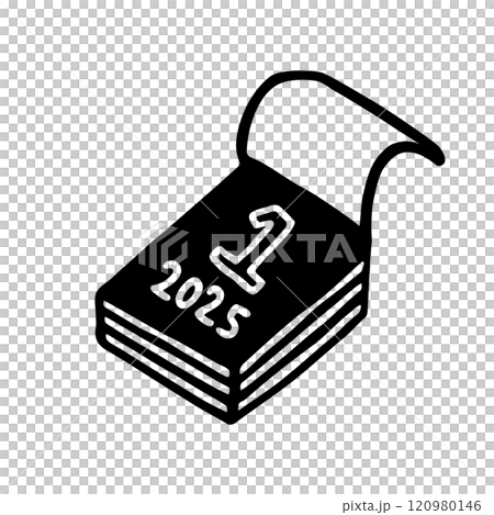 Doodle calendar schedule icon or logo, hand drawn with thin black line. 120980146