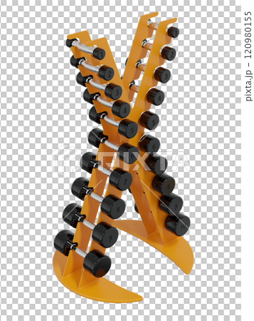 Gym Dumbbell rack in X shape, a stand for weightlifting gym equipment 120980155