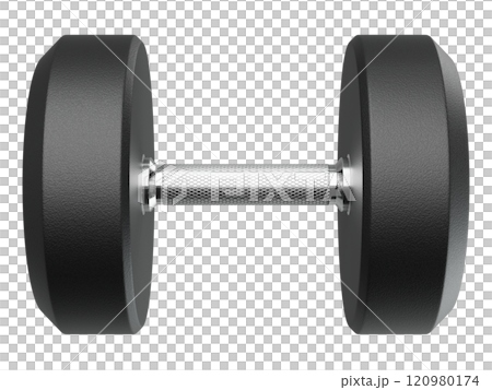 Blank Round Rubber Dumbbell, weightlifting gym equipment side view 120980174