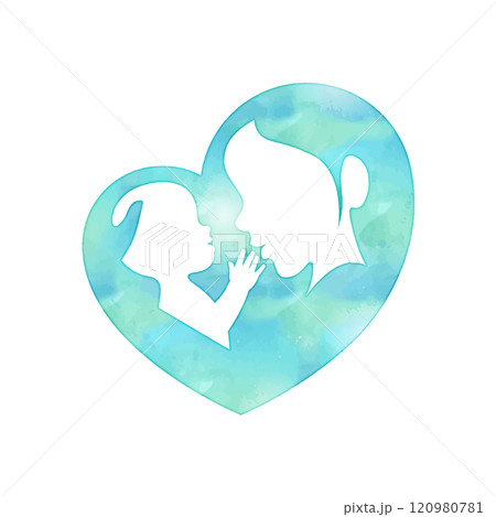Mother holding baby in heart shaped watercolor 120980781