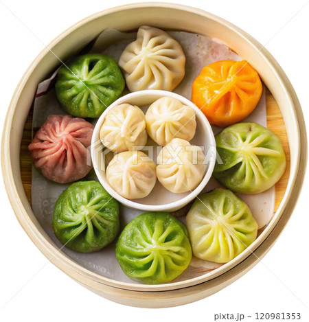 dumplings in a bowl on a white background 120981353