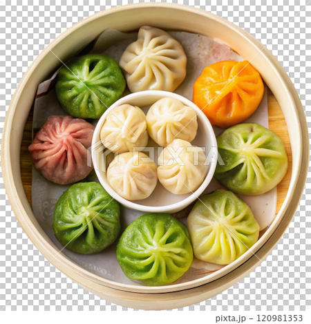 dumplings in a bowl on a white background 120981353