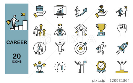 キャリア開発に関するラインアイコンセット カラー キャリア開発に関するラインアイコンセット カラー 120981864
