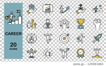 キャリア開発に関するラインアイコンセット カラー キャリア開発に関するラインアイコンセット カラー 120981864