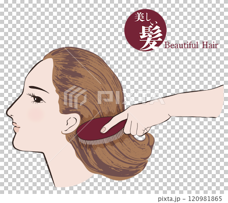 Hands brushing beautiful hair 120981865