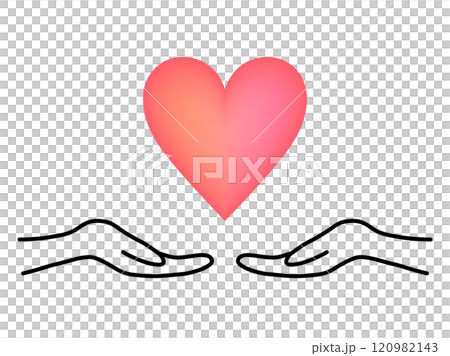 Heart from hand to hand_red gradation Heart from hand to hand_red gradation 120982143