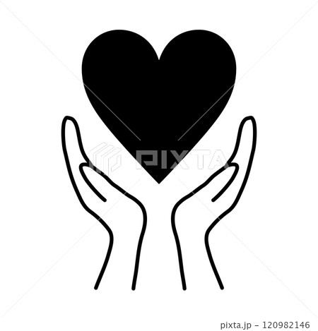 両手で囲むハート_黒 両手で囲むハート_黒 120982146