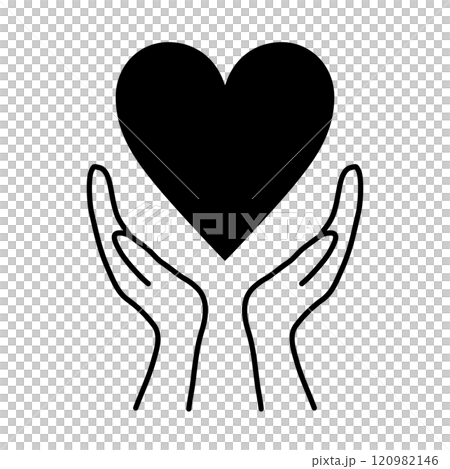 両手で囲むハート_黒 両手で囲むハート_黒 120982146