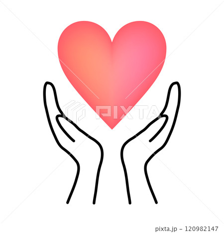 両手で囲むハート_赤グラデーション 両手で囲むハート_赤グラデーション 120982147