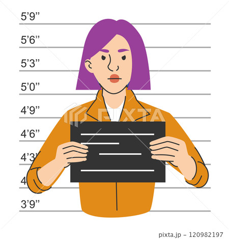 Criminal mugshot of woman vector isolated. 120982197
