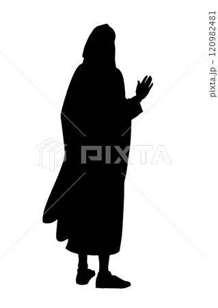 Vector drawing. The man in the coat. Back view 120982481