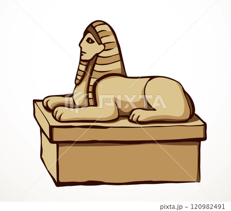 Vector drawing. Egyptian sphinx monument 120982491