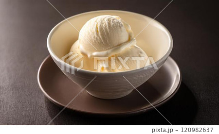 カップに入ったバニラアイスクリーム 120982637