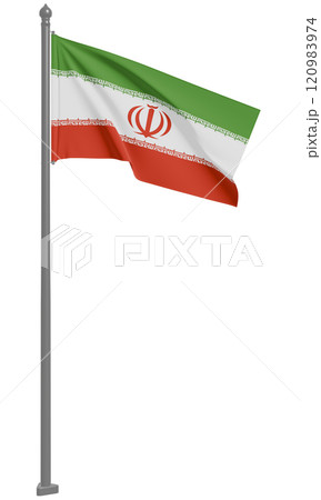 イランイスラム共和国のはためく国旗の3Dイラスト(正面) 120983974