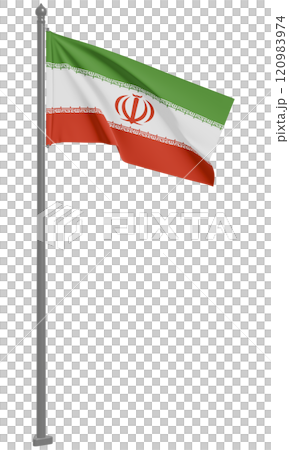 イランイスラム共和国のはためく国旗の3Dイラスト(正面) 120983974
