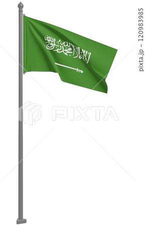 サウジアラビア王国のはためく国旗の3Dイラスト(正面) サウジアラビア王国のはためく国旗の3Dイラスト(正面) 120983985